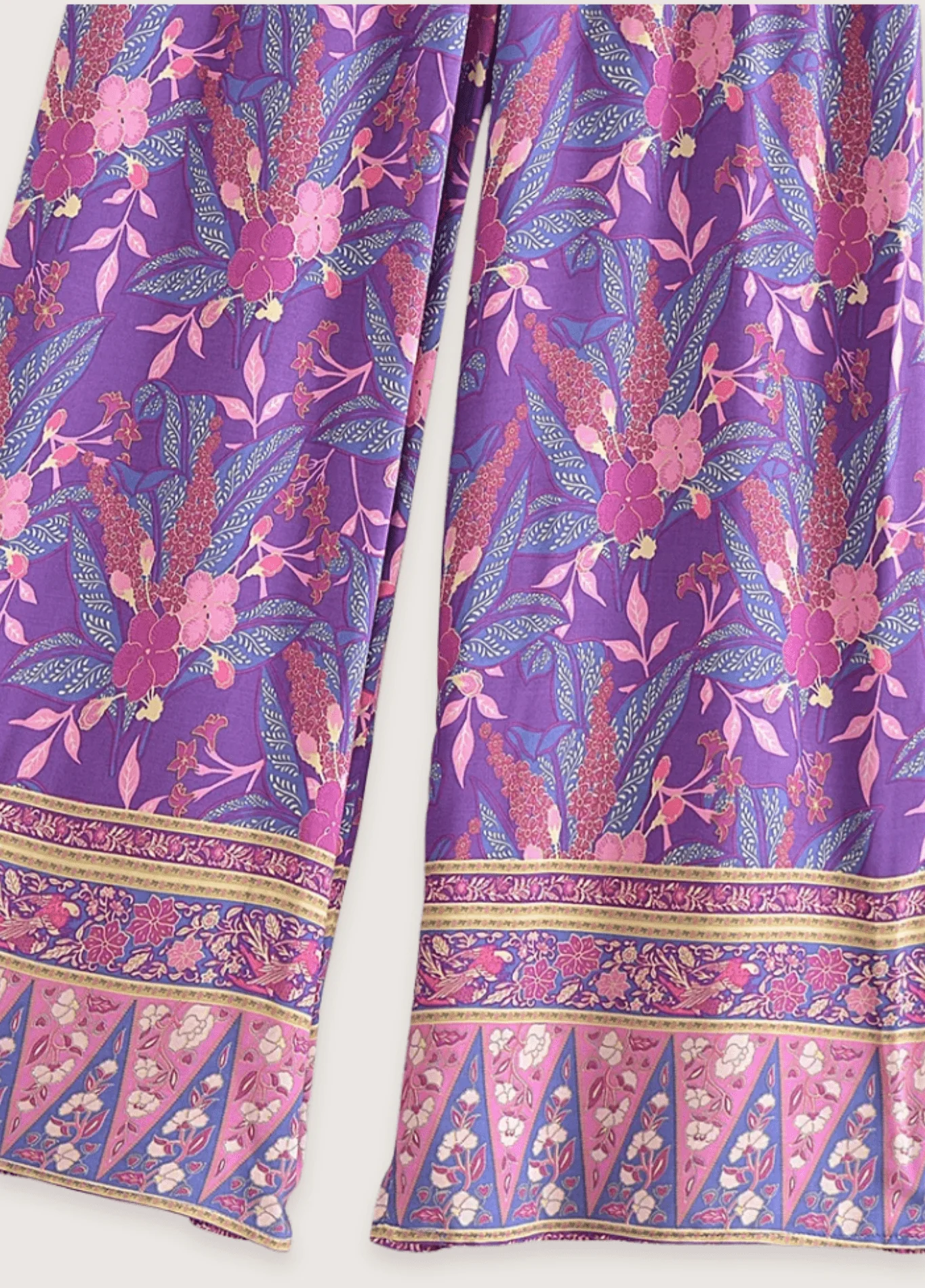 Ensemble pantalon kimono violet fleuri - Image 3