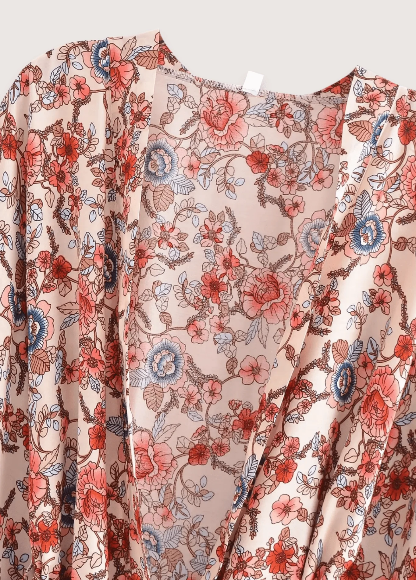 Kimono court bohème abricot et bleu - Image 3