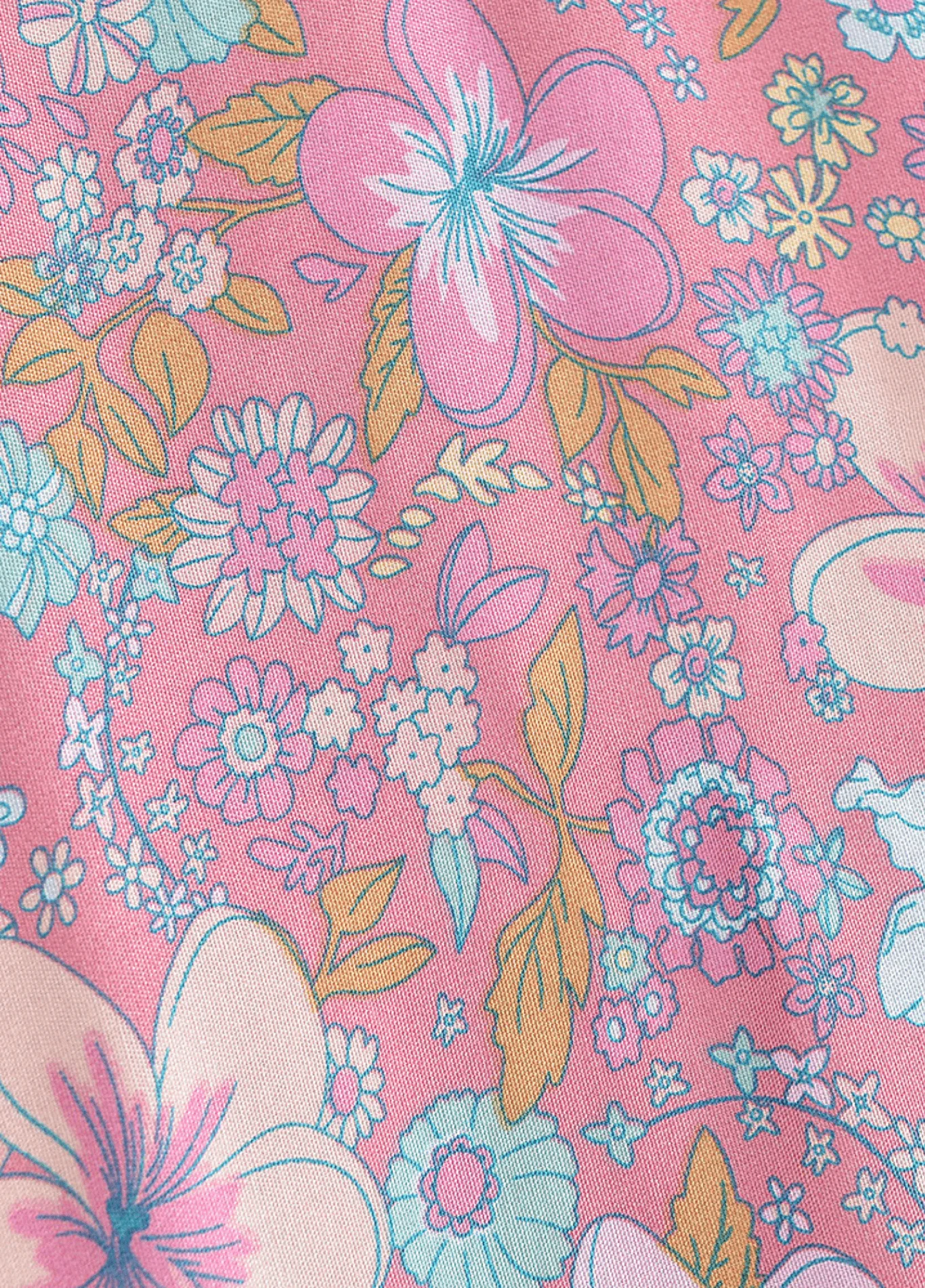 Kimono court fleuri rose et bleu - Image 5