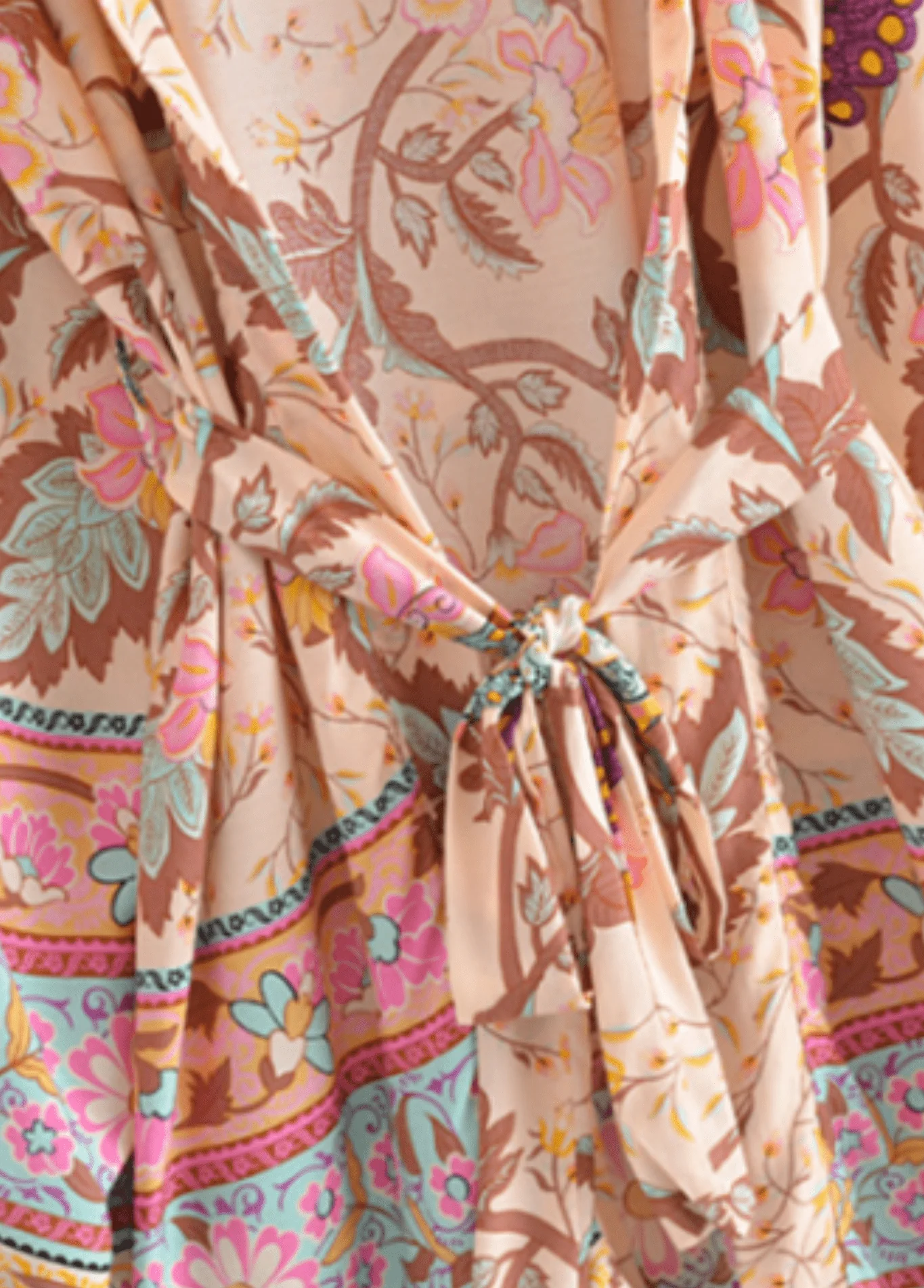 Kimono court floral coloré - Image 3