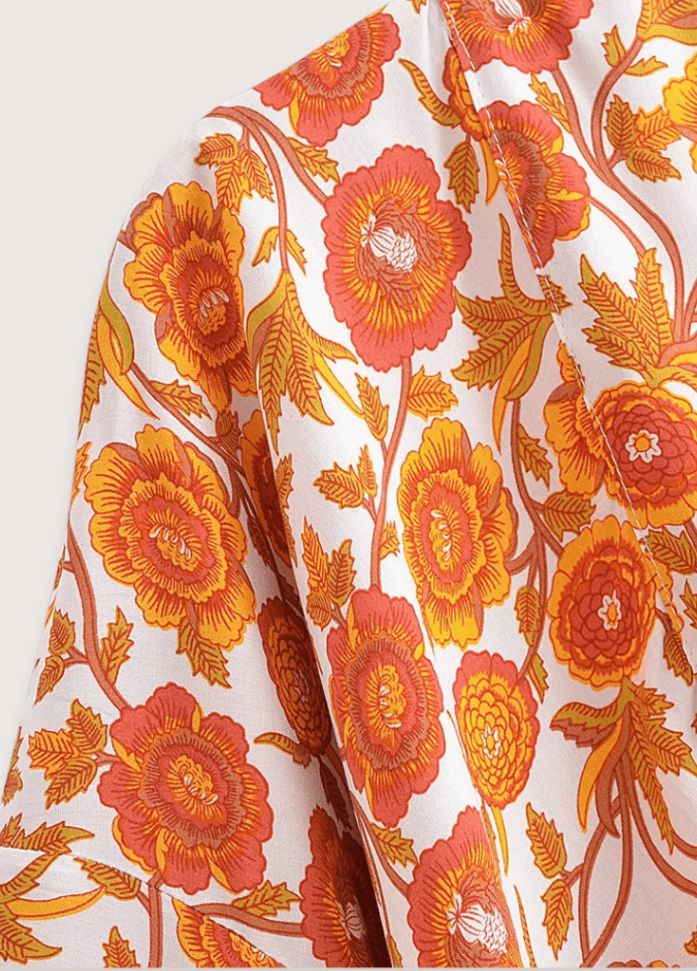 Kimono court jaune fleuri - Image 2