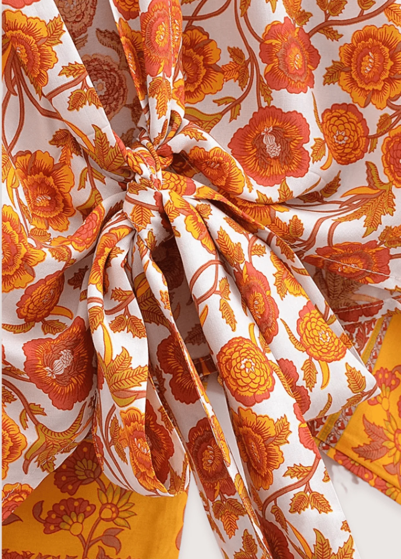Kimono court jaune fleuri - Image 5