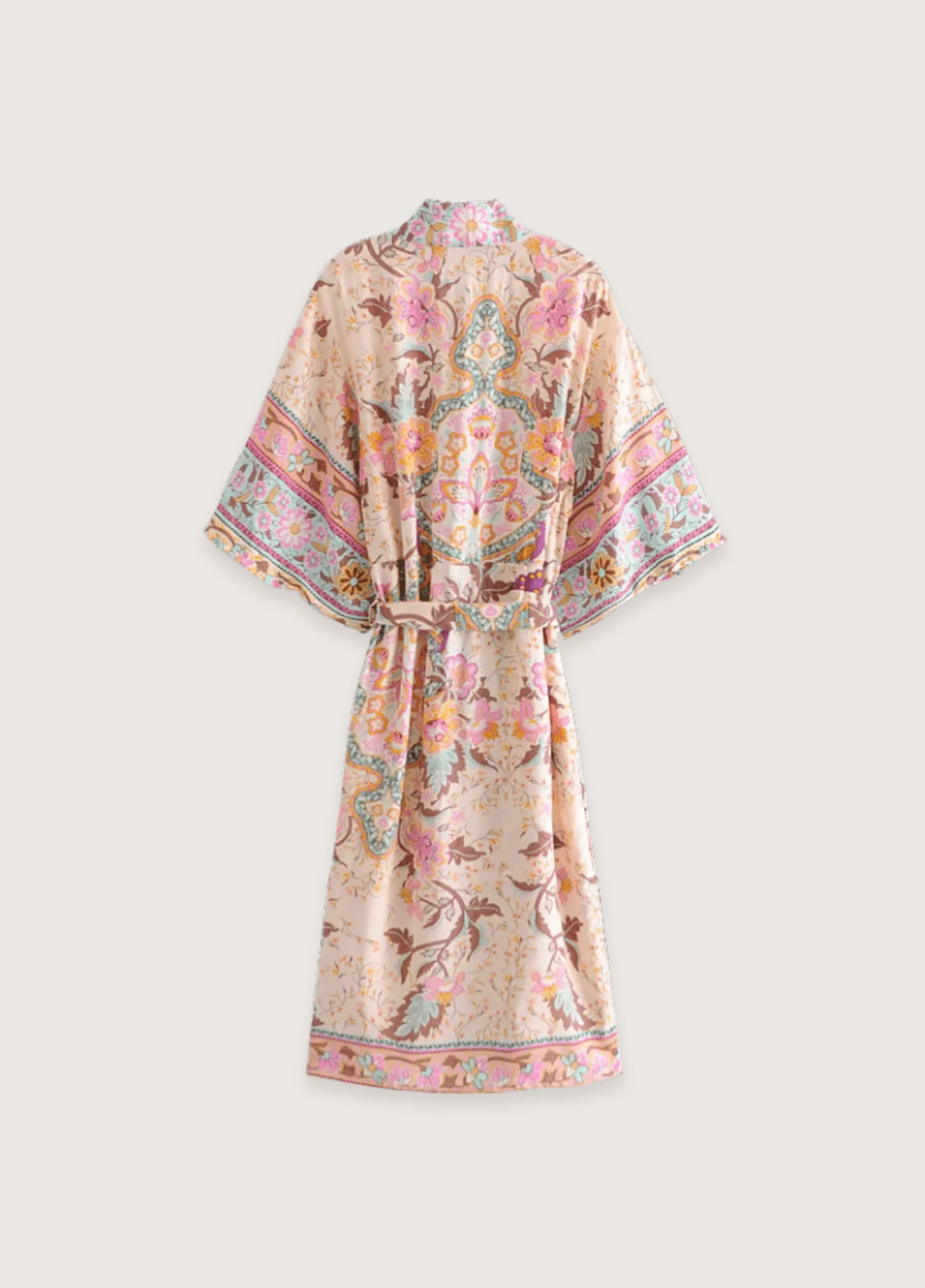 Kimono long fleuri rose pâle - Image 2