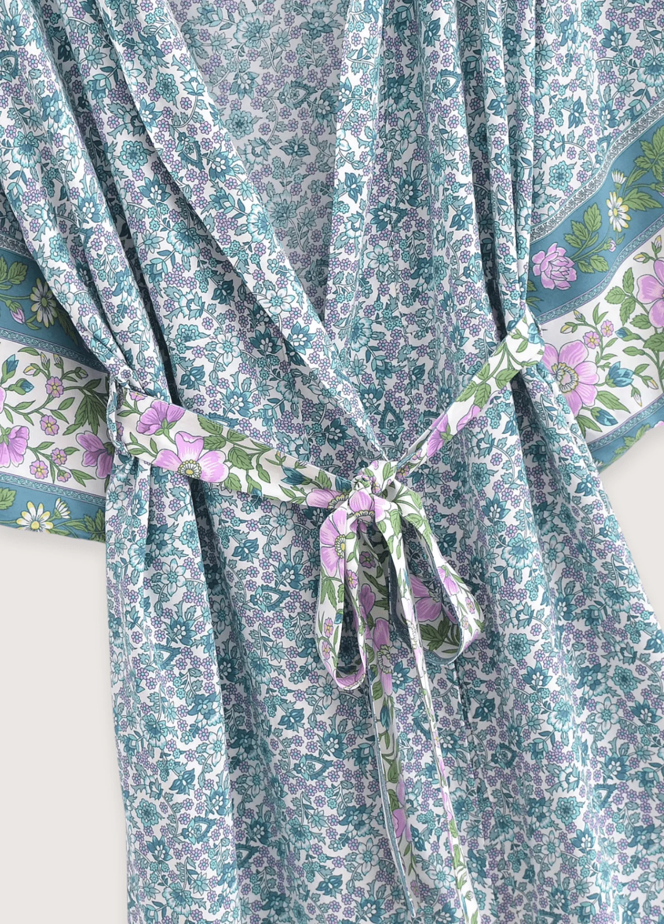 Kimono long | Floral Turquoise - Image 3
