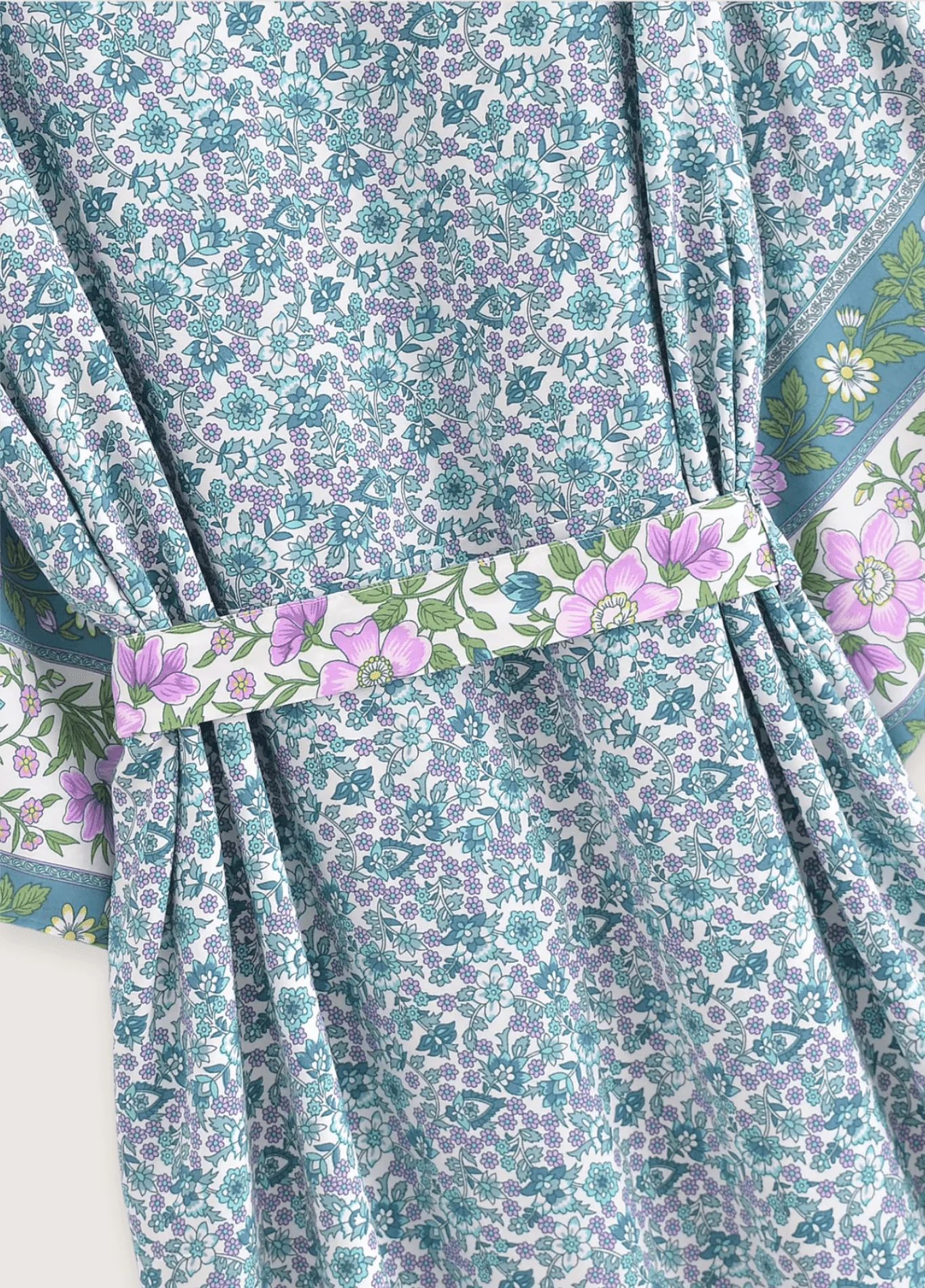 Kimono long | Floral Turquoise - Image 4
