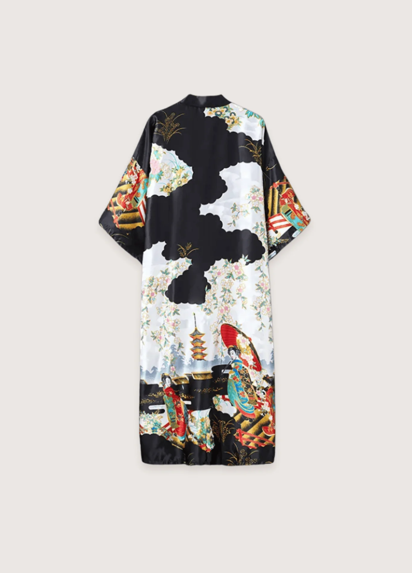 Kimono noir long soie | Akane - Image 2
