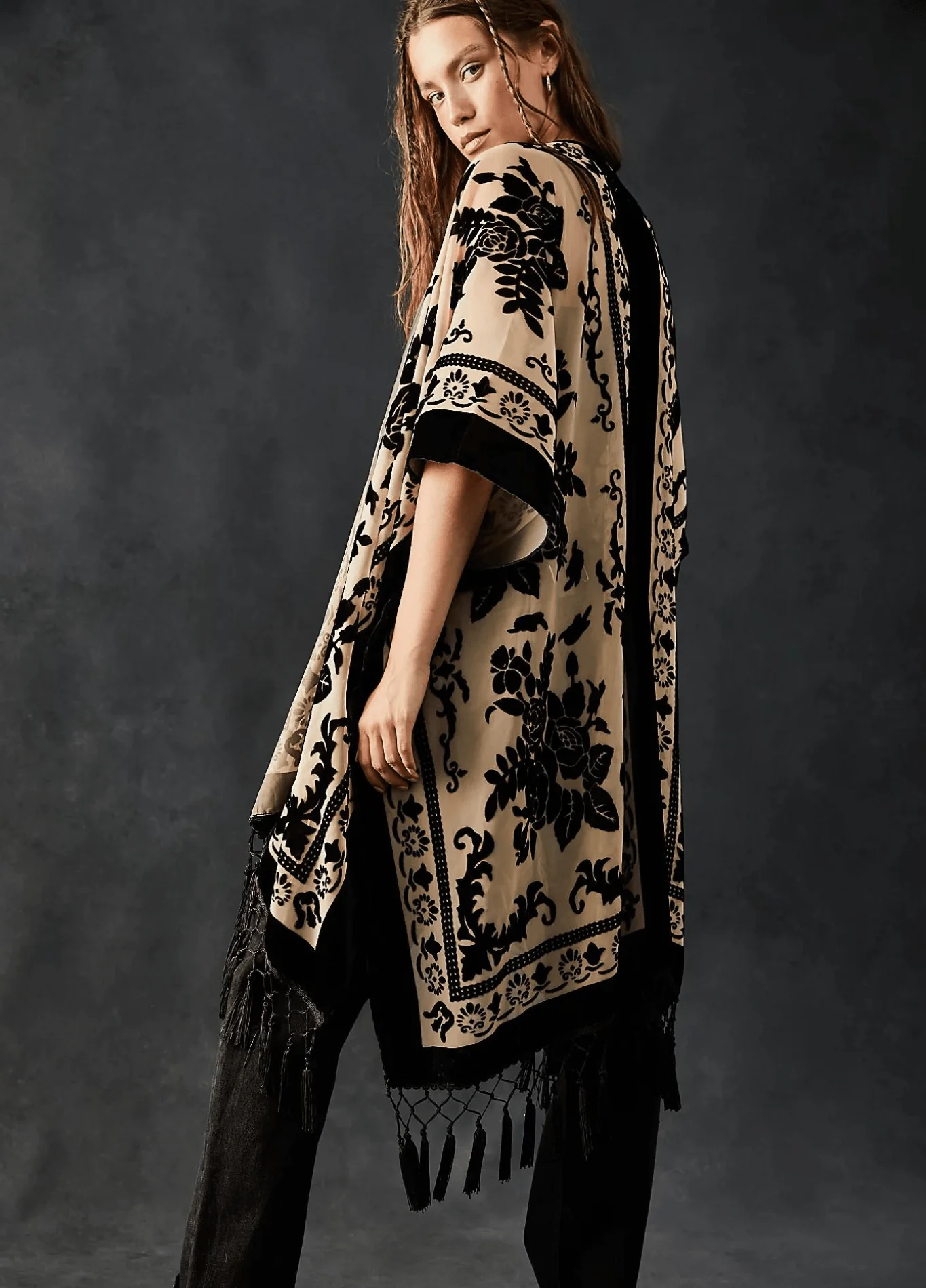 Veste kimono crème et noir | Kuro - Image 4