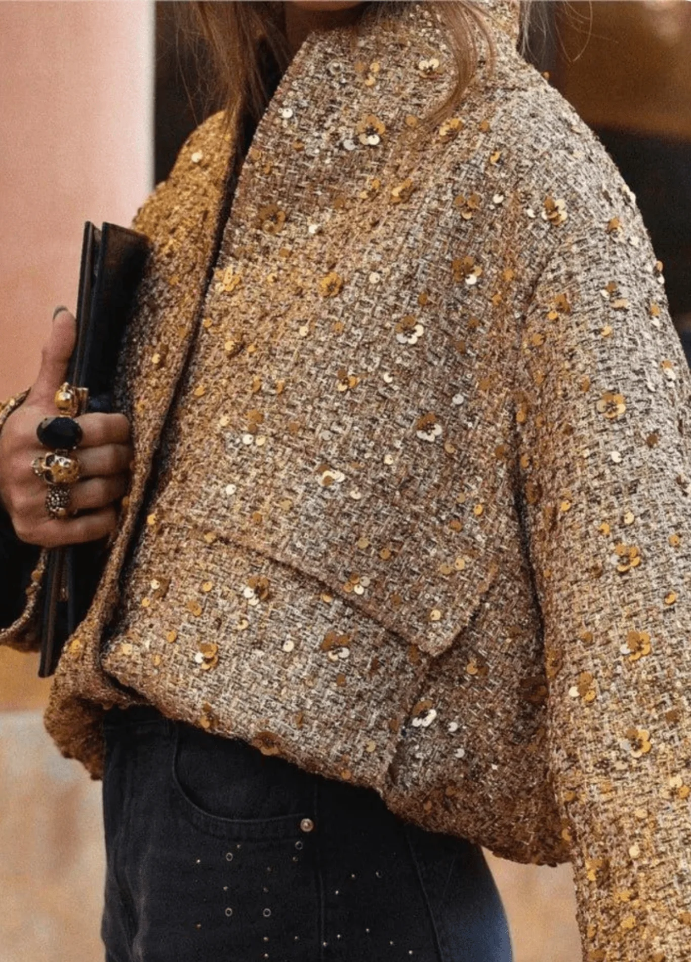 Veste kimono doré à paillettes | Hoshi - Image 6