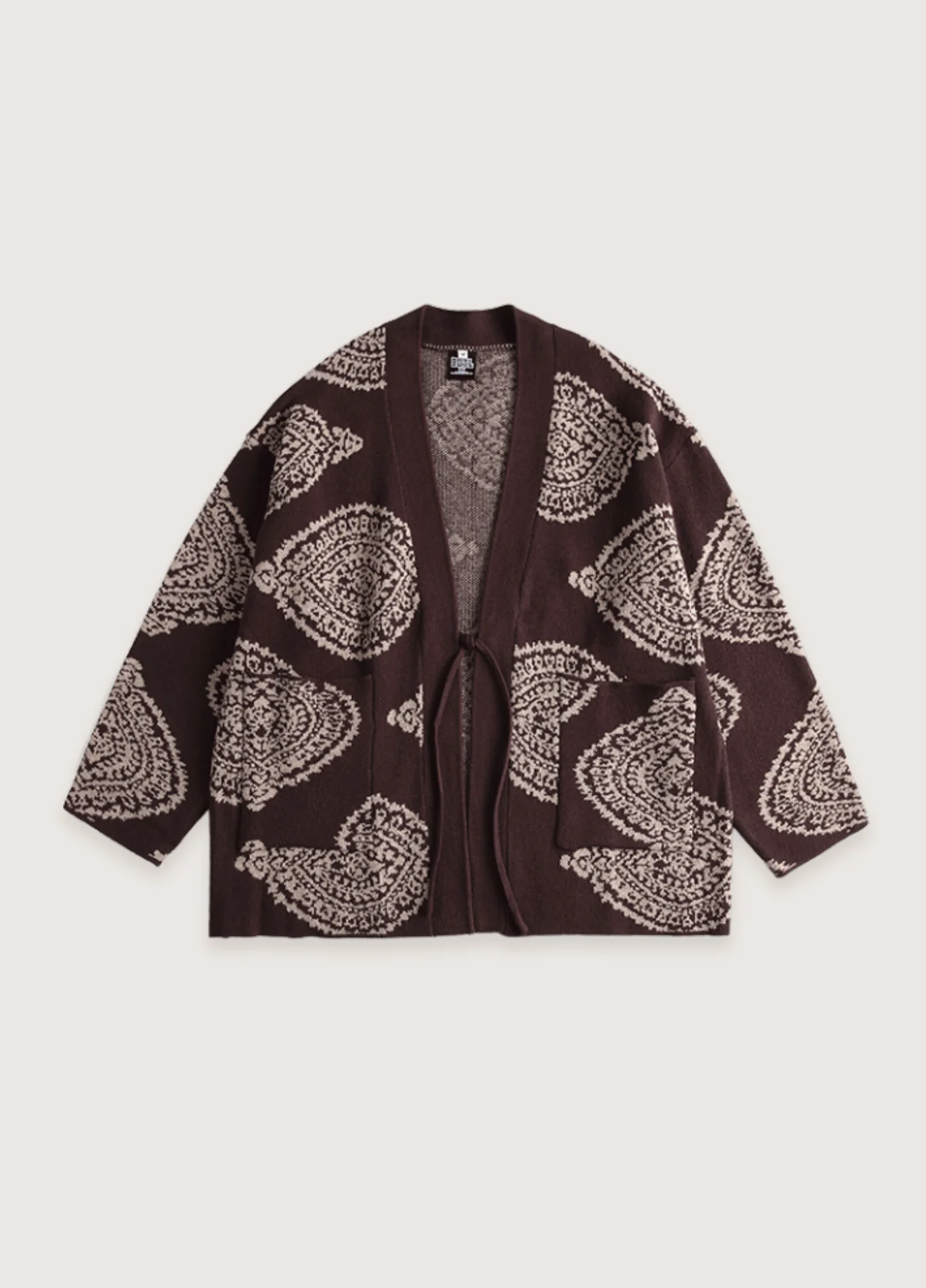 Veste kimono marron | Motifs Paisley - Image 2