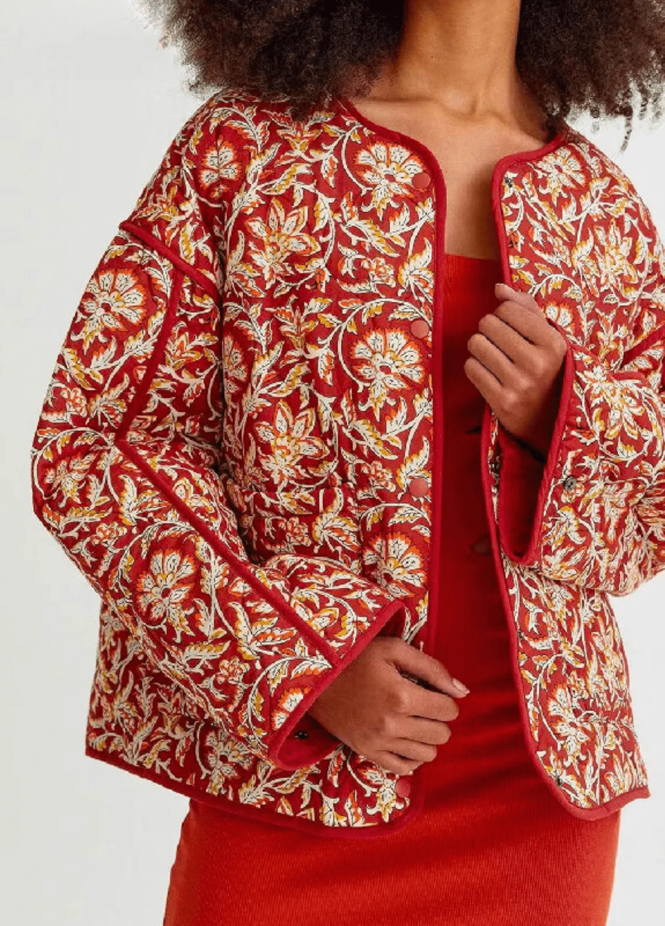 Veste kimono matelassée | Floral Terracotta - Image 5