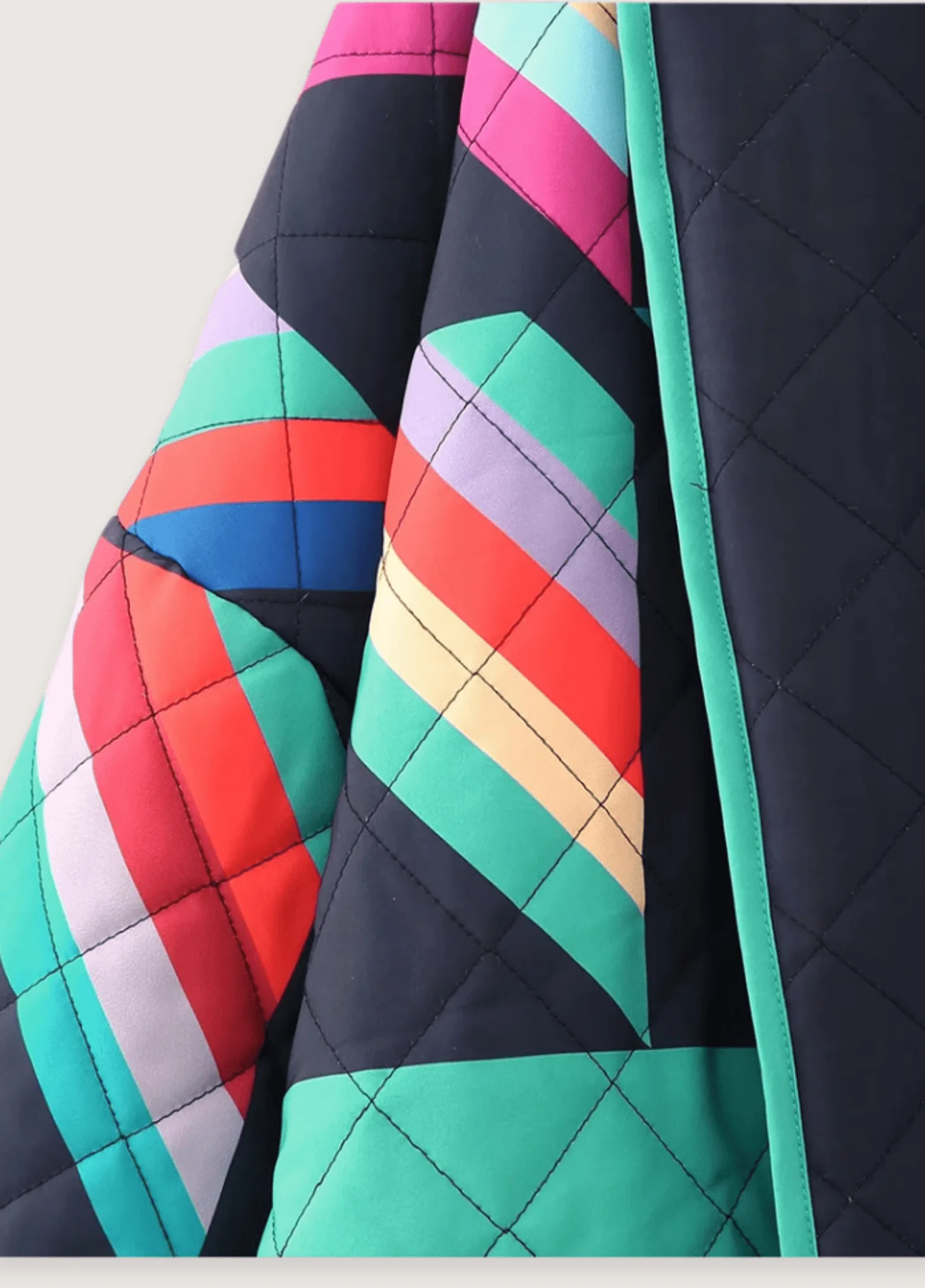 Veste kimono matelassée | Géométrique Coloré année 80 - Image 3