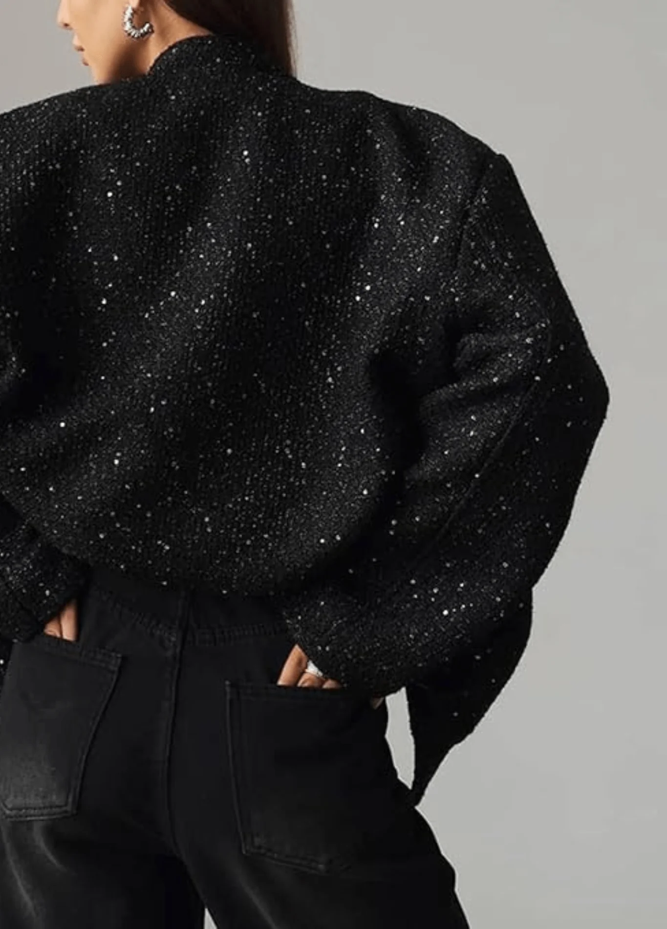 Veste kimono noir à paillettes | Hoshi - Image 8