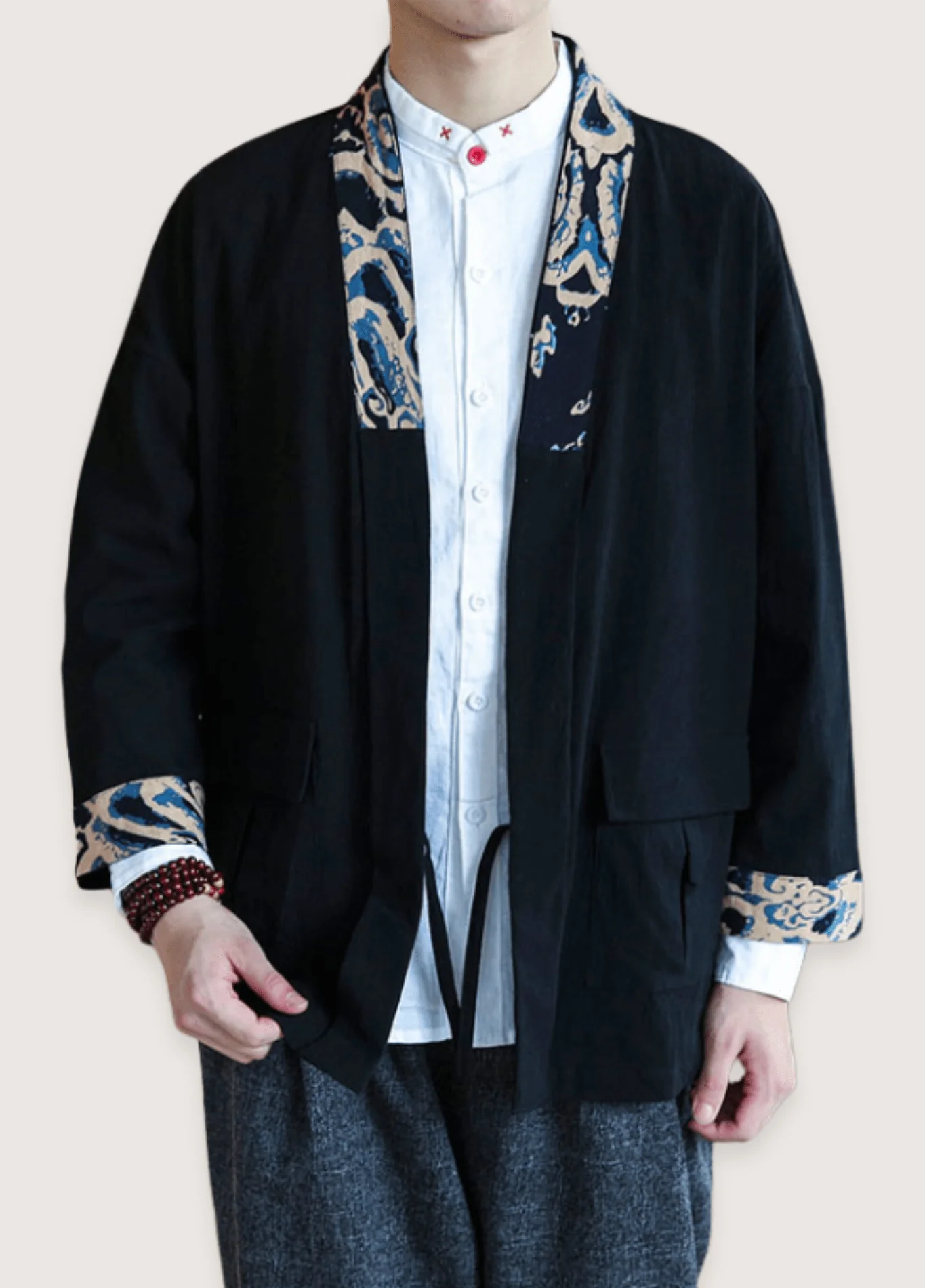 Veste kimono noir | Cardigan Contemporain - Image 4