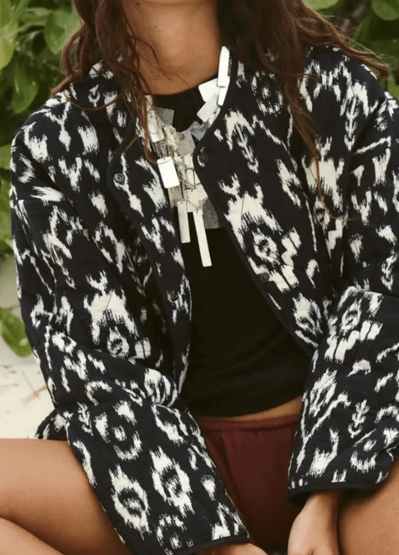Veste kimono noir et blanc | Ikat - Image 3
